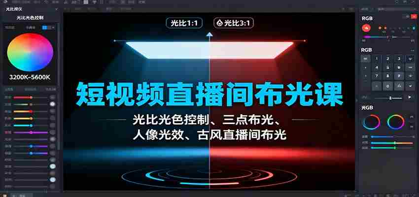 5asz4qcp0ip.jpg 短视频直播间布光课:光比光色控制、三点布光、人像光效、古风直播间布光