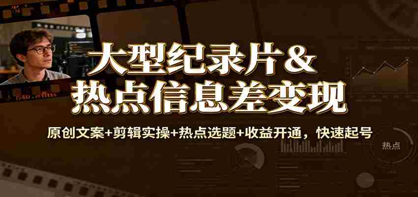 xjtzq2ezcmf.jpg 大型纪录片&热点信息差变现:原创文案+剪辑实操+热点选题+收益开通,快速起号